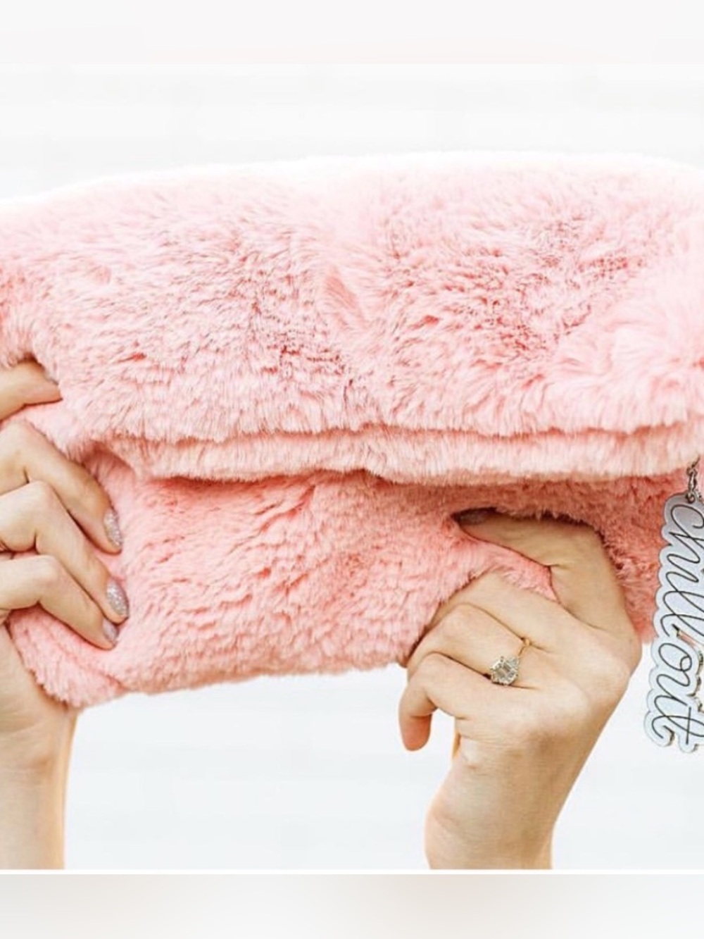 Studio DIY Plush Pink Faux Fur Clutch